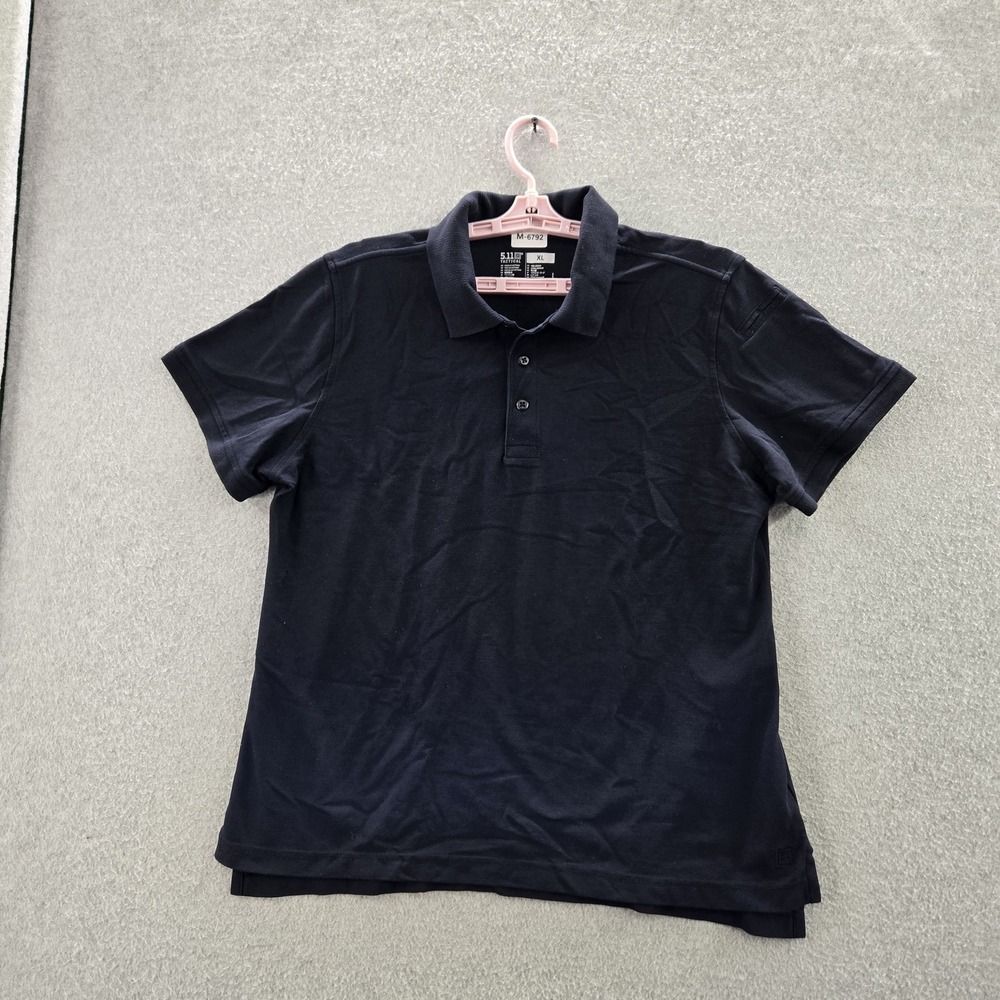 5.11 Tactical Polo XL Black Button Short Sleeve Cotton‎ Polyester
